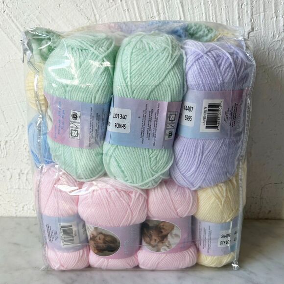 Mary Maxim Ruffles Baby Blanket Kit-Baby's Best Yarn+Pattern 40" Square-Started - Picture 5 of 6